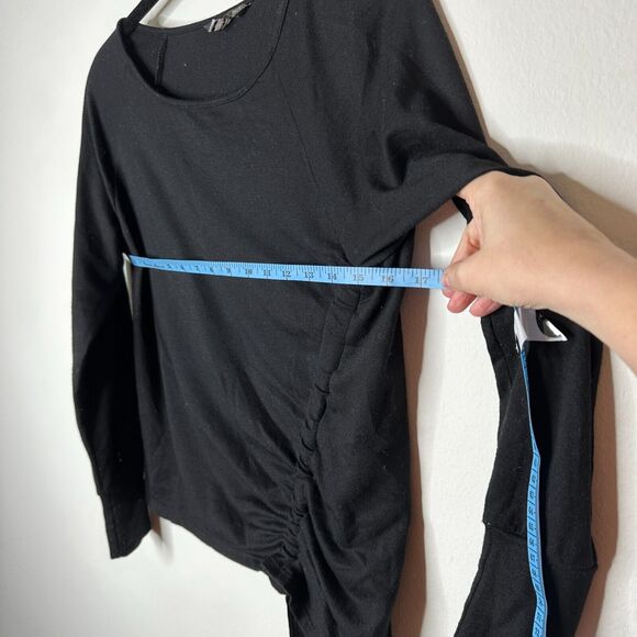 Peyton Jensen Black Front Ruched Side Tie Long Sleeve Banded Cuff Blouse XS - Picture 7 of 9